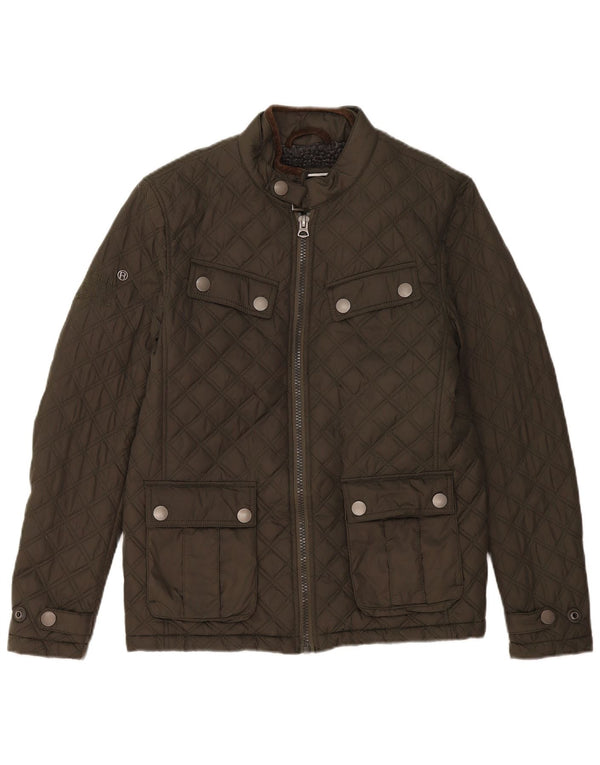 Superdry Herre quiltet jakke UK 38 Medium Khaki Polyester