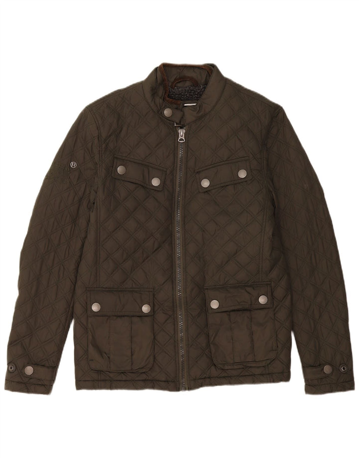 Superdry Herre quiltet jakke UK 38 Medium Khaki Polyester