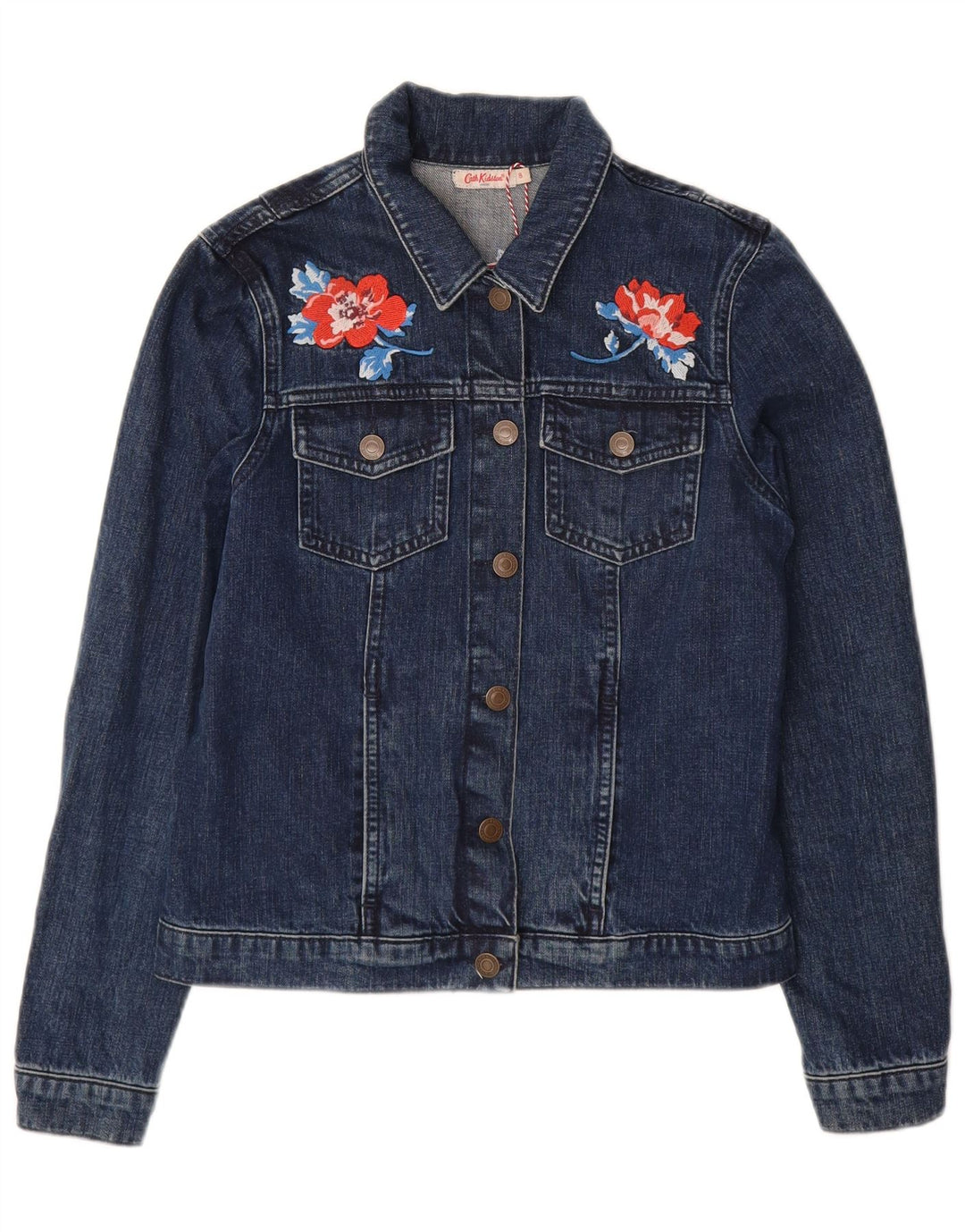 Cath Kidston Dame denimjakke UK 8 Small Navy Blue Floral Bomuld