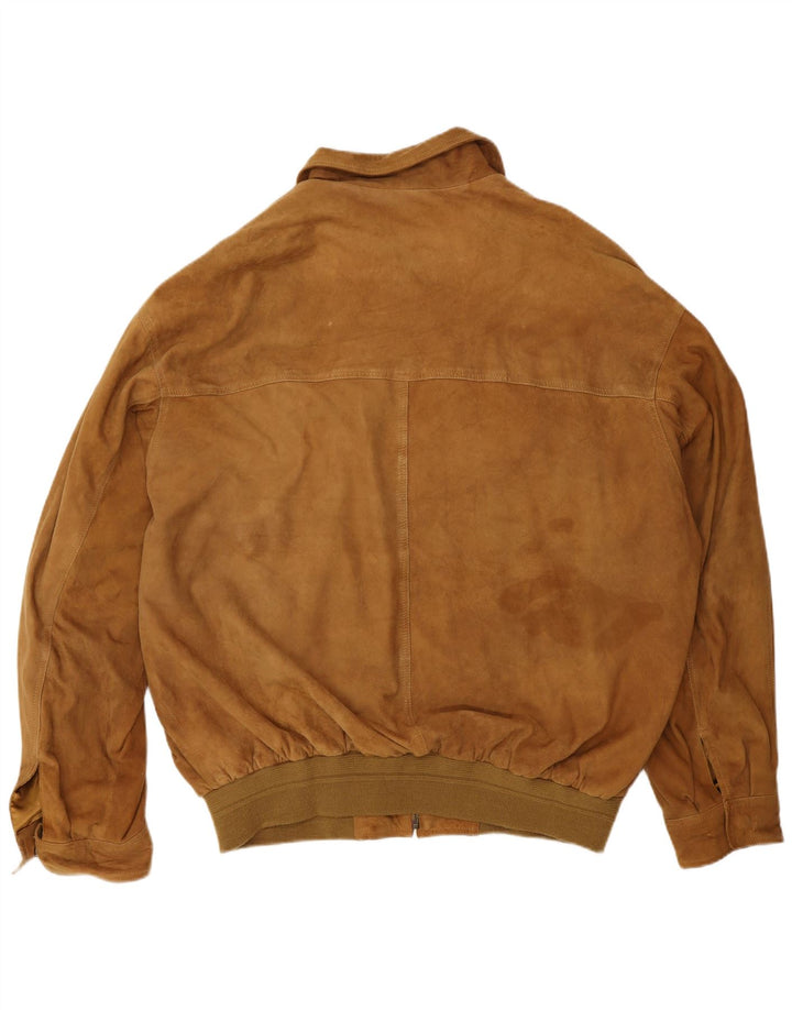 Vintage herre ruskind bomberjakke IT 56 3XL brunt læder