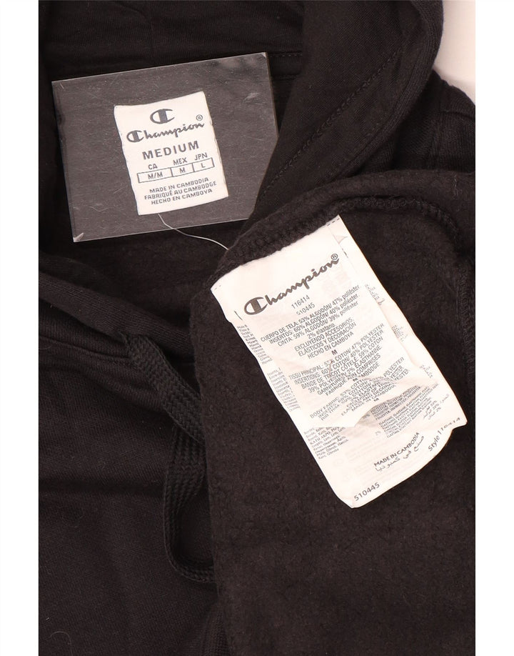 Champion Dame Grafisk Hoodie Jumper UK 14 Medium Sort Bomuld