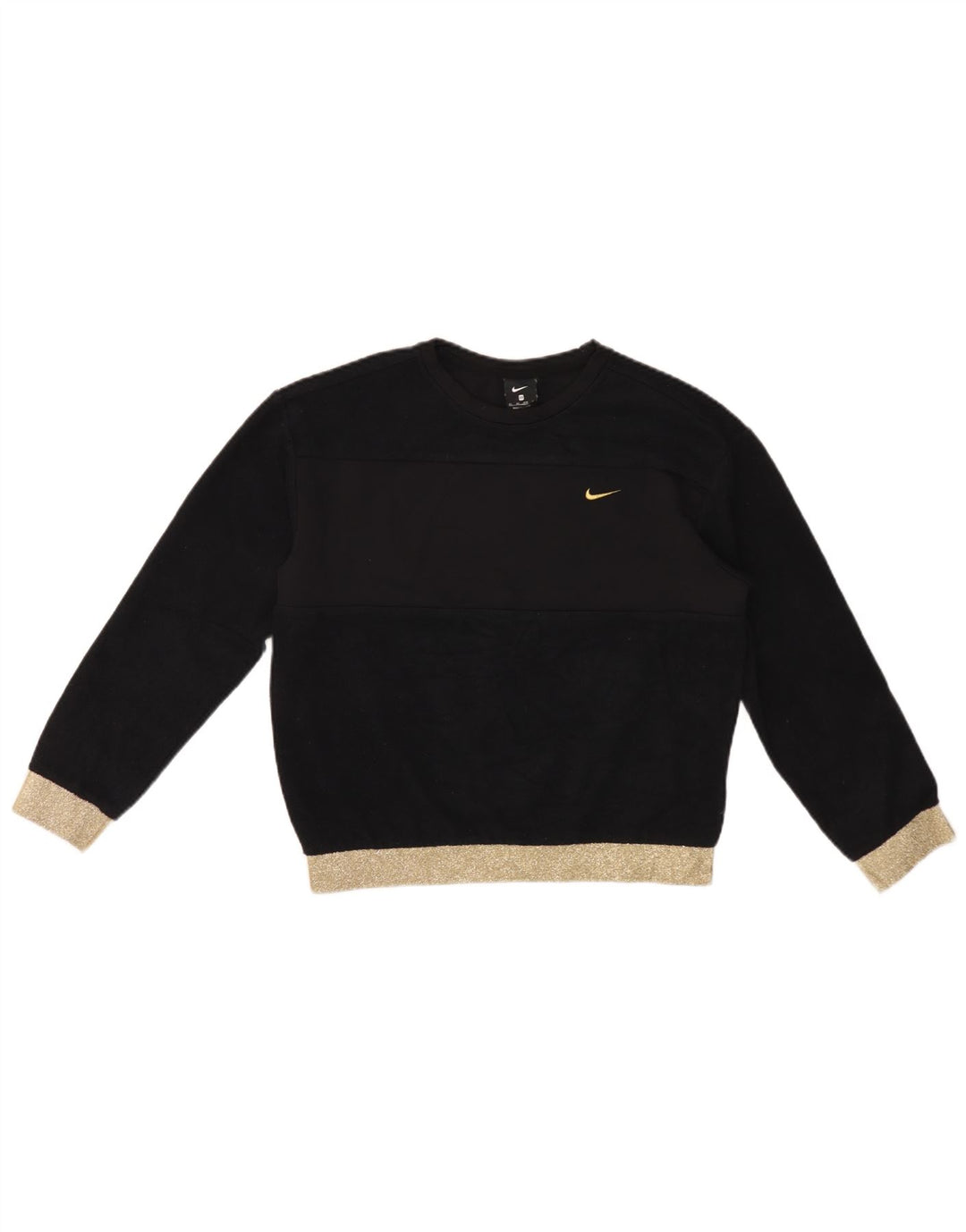 Nike Dame Oversized Sweatshirt Jumper UK 6 XS Sort Colourblock Polyester