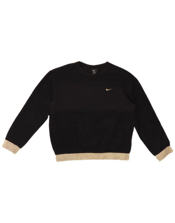 Nike Dame Oversized Sweatshirt Jumper UK 6 XS Sort Colourblock Polyester