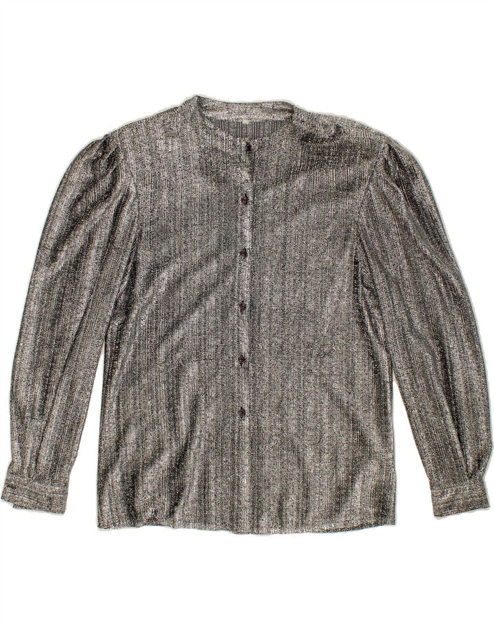 VINTAGE Womens Shirt Blouse UK 16 Large Silver Polyester Vintage Vintage and Second-Hand Vintage from Messina Hembry 
