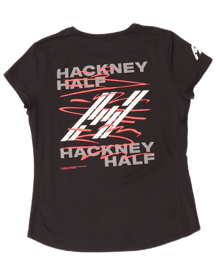 Nike Dame Dri Fit Grafisk T-Shirt Top UK 16 Stor Sort Polyester