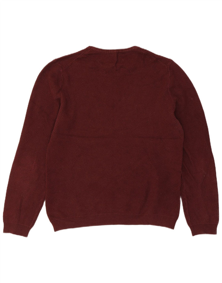REISS sweater med rund hals til mænd Medium rødbrun bomuld