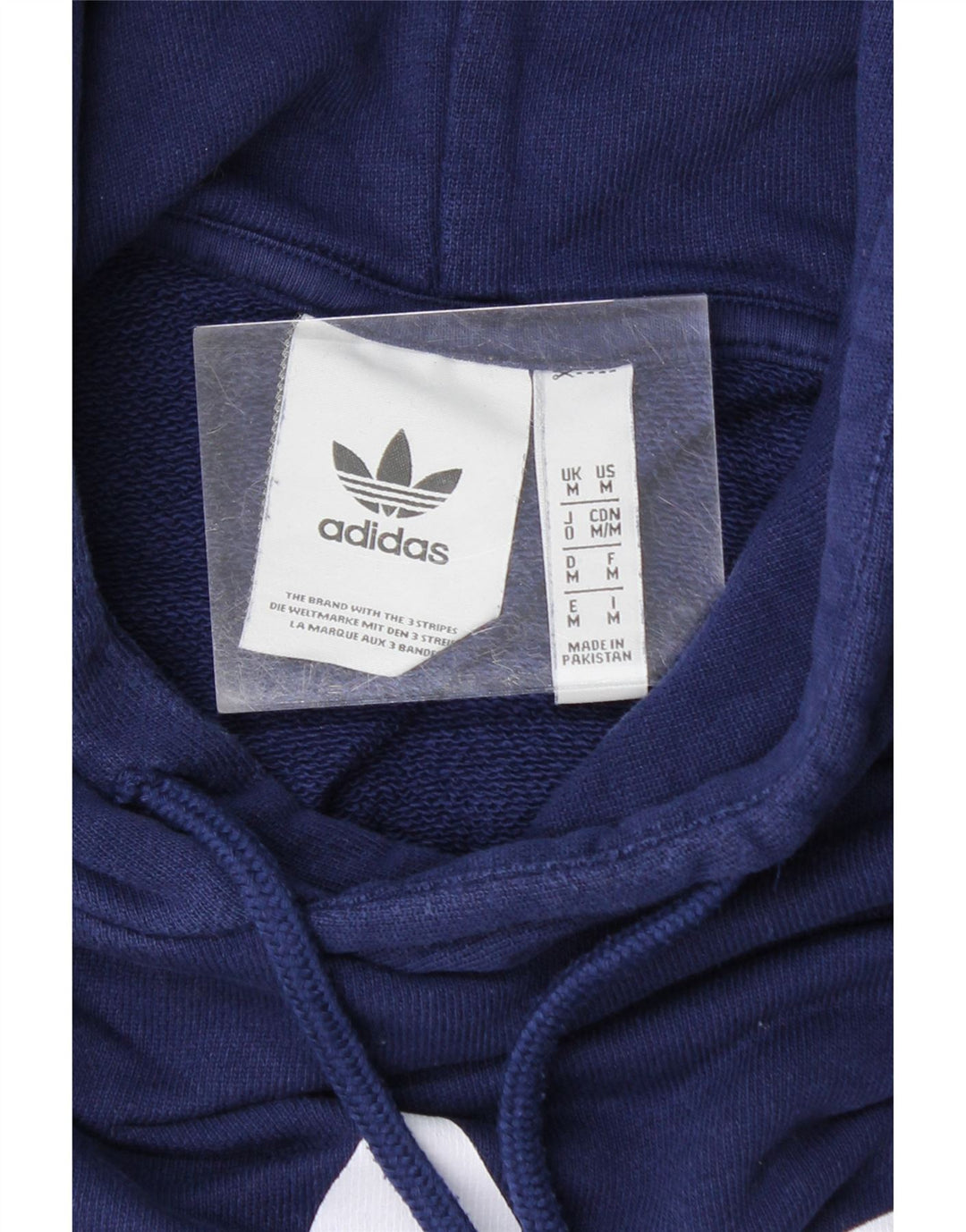 ADIDAS Mens Graphic Hoodie Jumper Medium Navy Blue Cotton Vintage Adidas and Second-Hand Adidas from Messina Hembry 