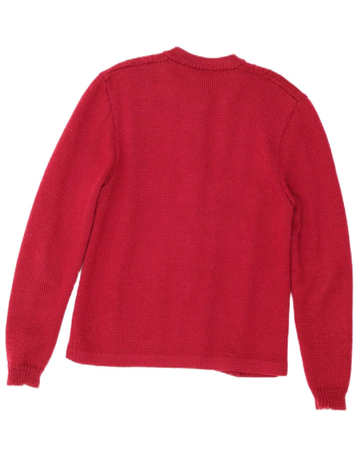 VINTAGE Dame Cardigan Sweater UK 14 Medium Rød