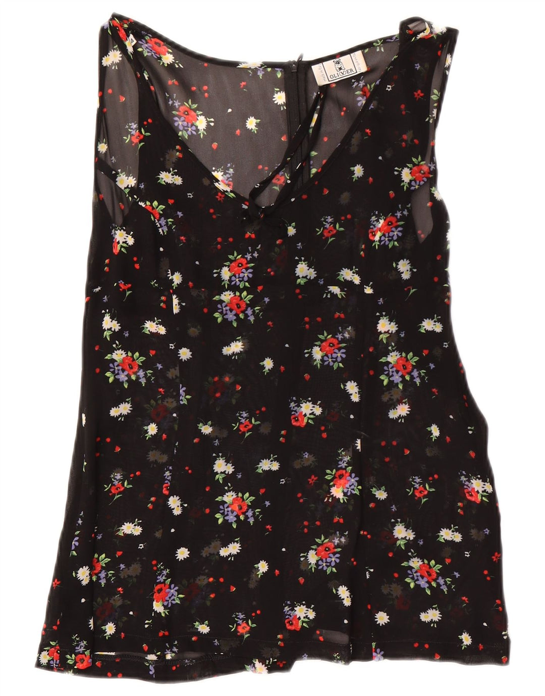 Oliver By Valentino Dame ærmeløs bluse Top IT 44 Medium Black Floral
