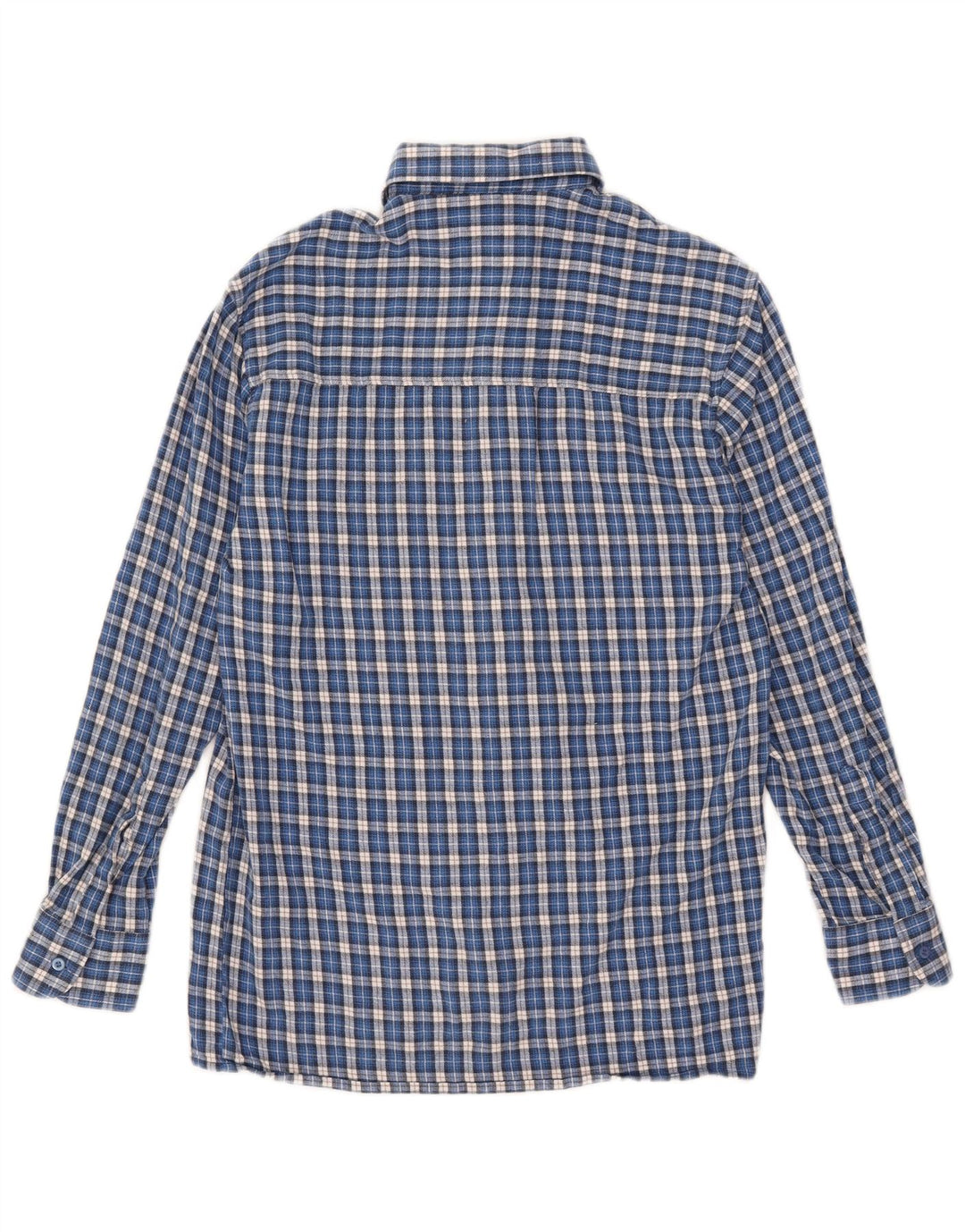 Follie Mens Flannel Shirt Size 39/40 Medium Blue Check Cotton