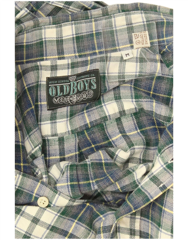 Vintage flannelskjorte til mænd mellemgrøn ternet bomuld