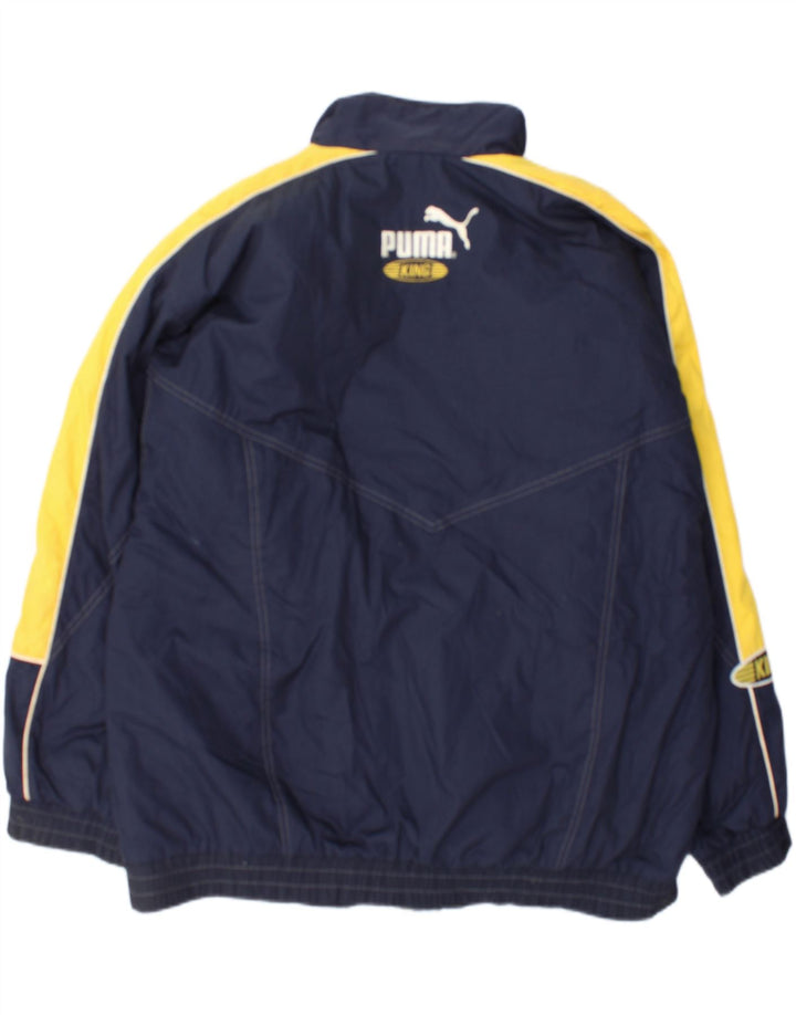 Puma Herre Graphic Windbreaker Jacket UK 42 XL Navy Blue Colourblock