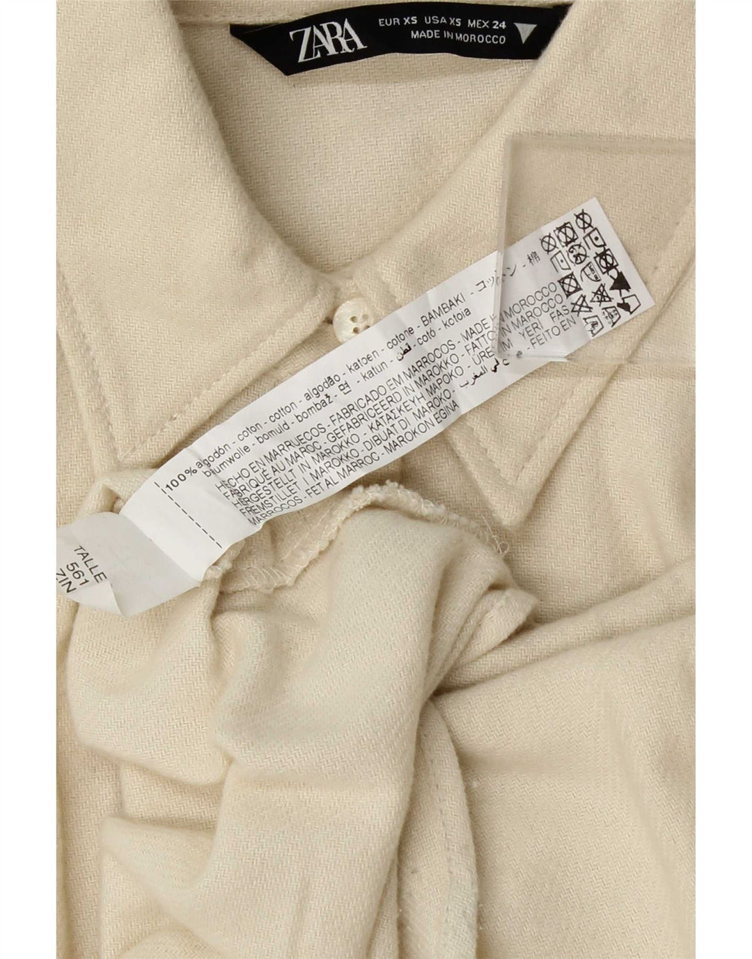 Zara Dame Oversized skjorte UK 6 XS Off White Bomuld