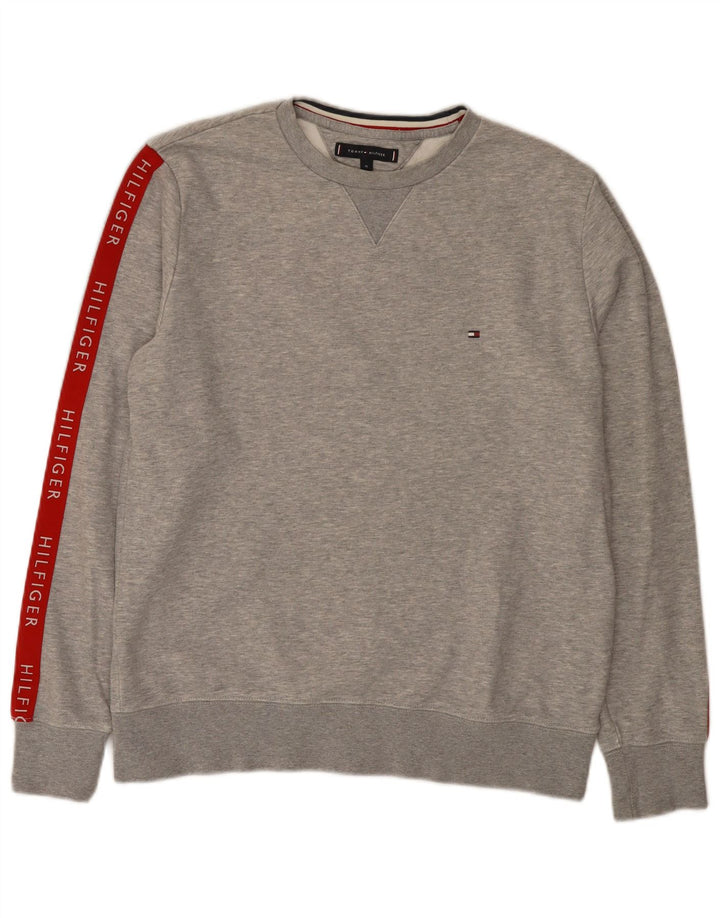 Tommy Hilfiger Herre Grafisk Sweatshirt Jumper Medium Grå Colourblock
