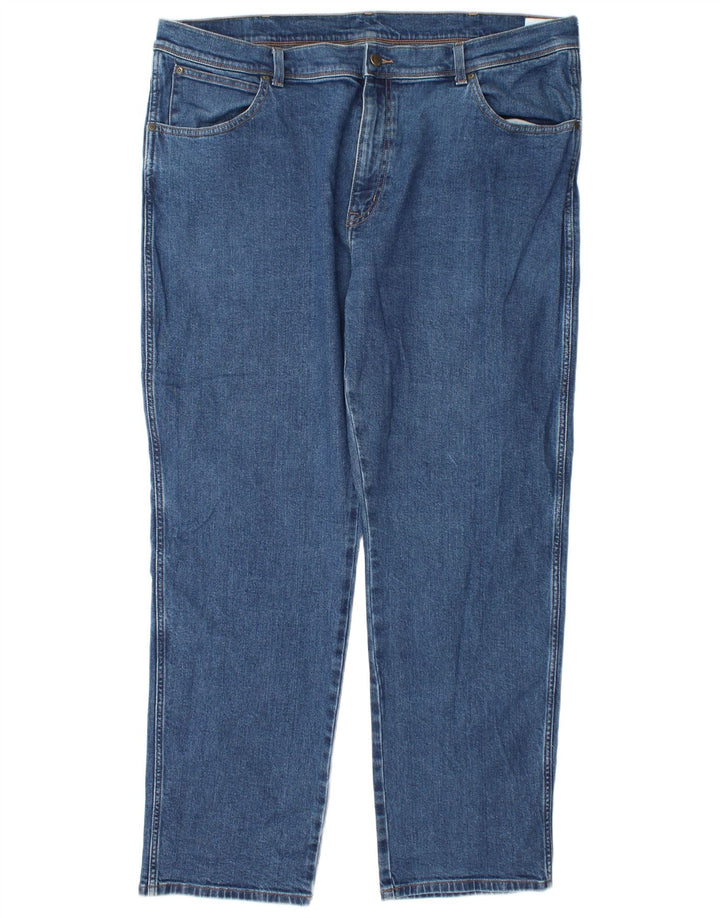 Wrangler Herre Regular Straight Jeans W42 L32 Blå Bomuld