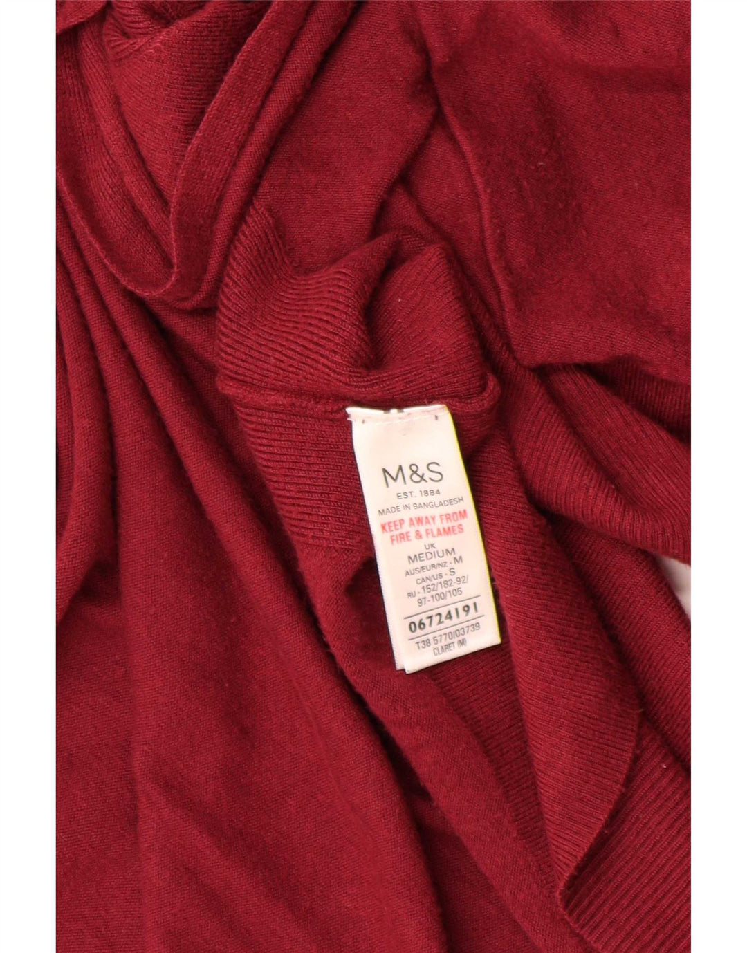Marks & Spencer Dame Longline Open Cardigan Sweater UK 14 Medium Burgundy
