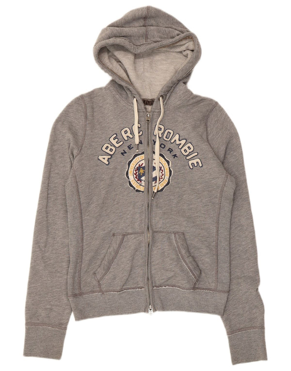 Abercrombie & Fitch Womens Crop Hættetrøje med lynlås UK 12 Medium Grå