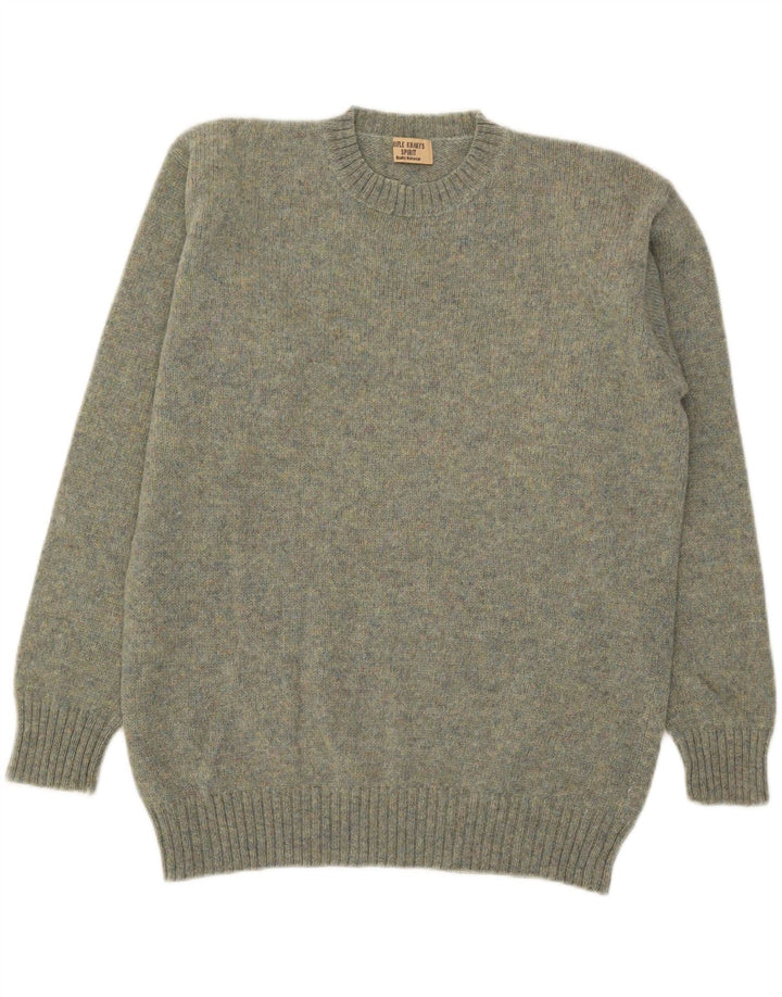 Rifle Herre Crew Neck Jumper Sweater Stor Grøn Flecked Ny Uld