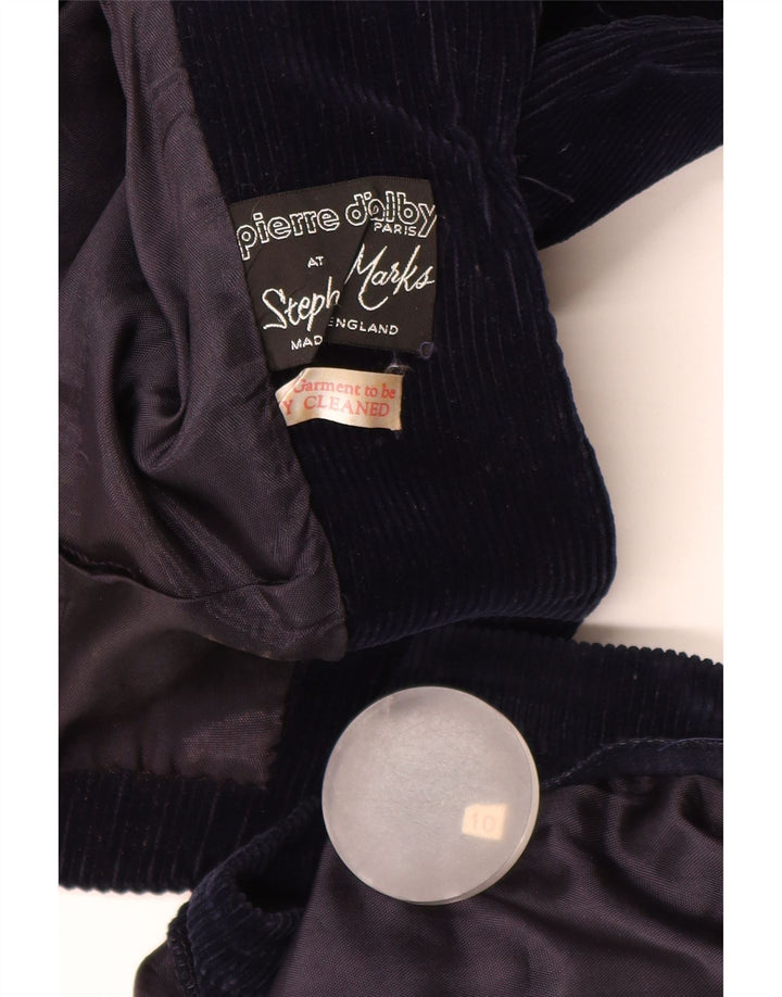 PIERRE D'ALBY Damefløjl 2-delt nederdelsæt UK 10 Small W24 Marineblå