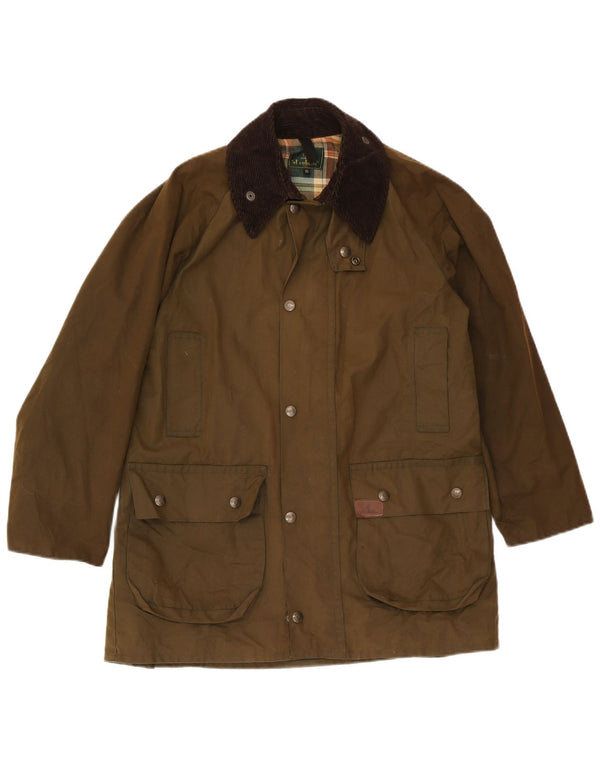 Vintage herre vokset bomuldsjakke UK 34 XS Khaki Bomuld