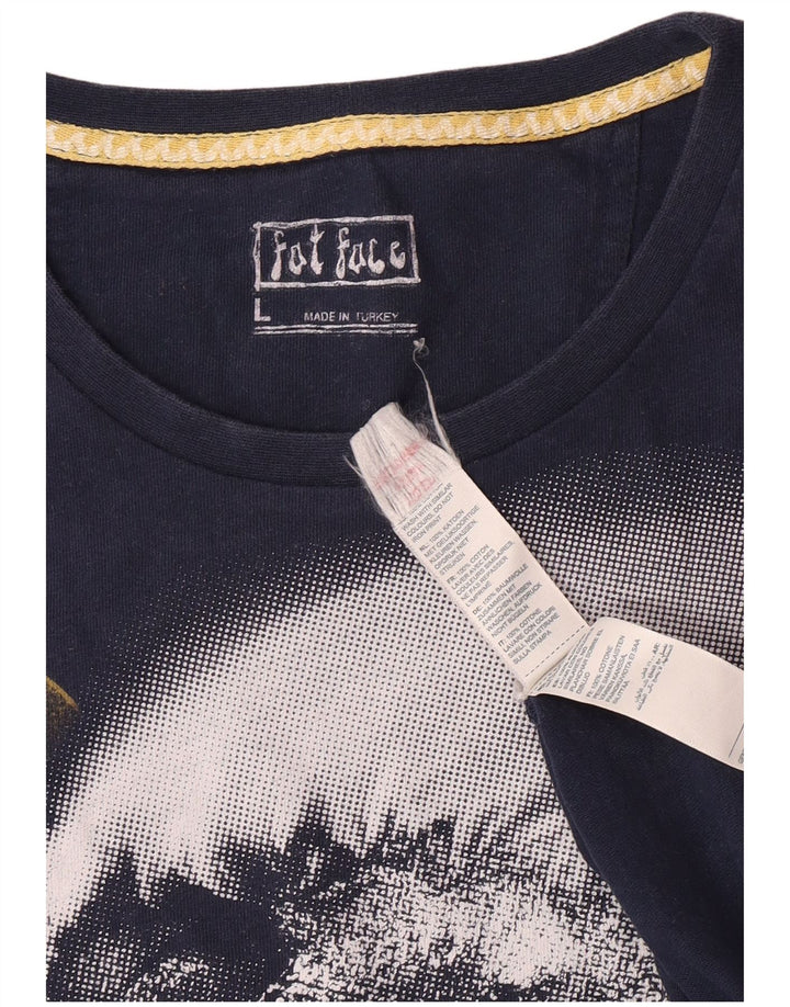 Fat Face Herre grafisk T-shirt Top Stor marineblå bomuld