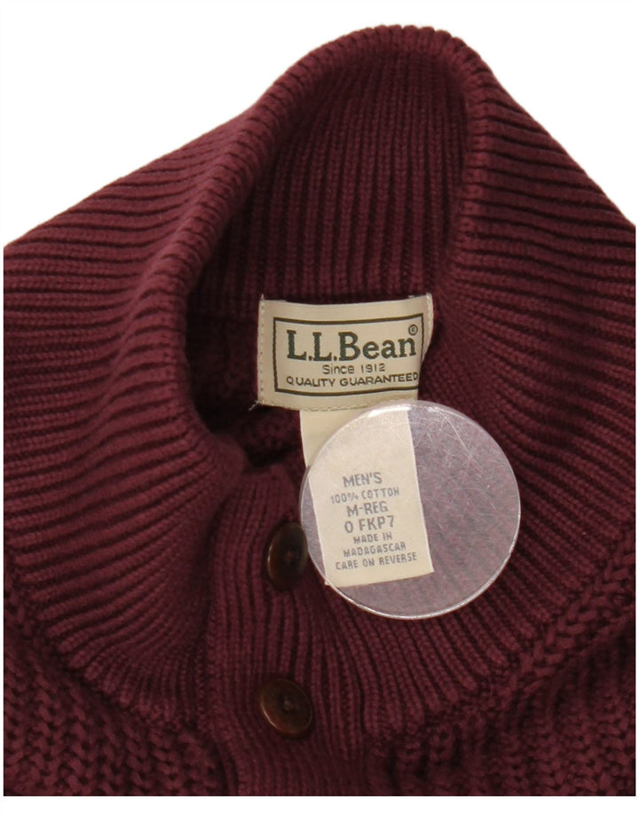 L.L.Bean Herre Button Neck sweater Medium Bourgogne Bomuld