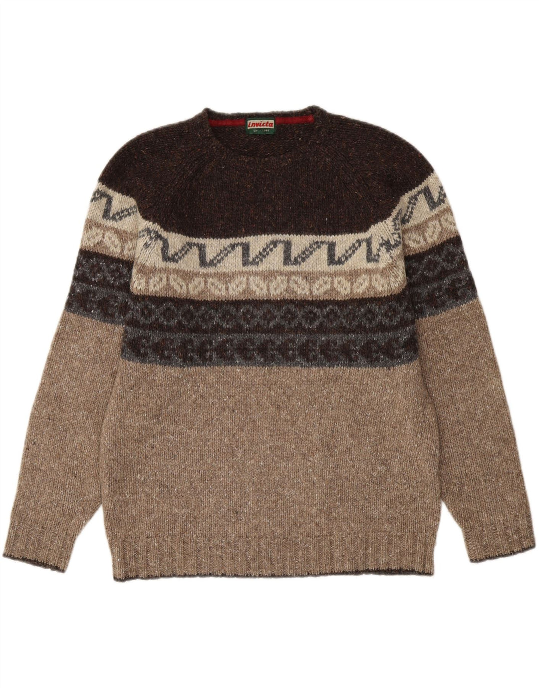 Invicta Herre trøjetrøje med rund hals Medium Brun Fair Isle Wool