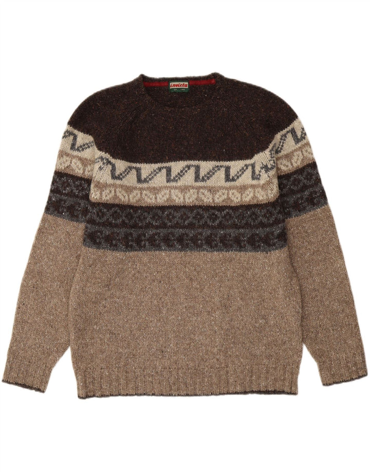 Invicta Herre trøjetrøje med rund hals Medium Brun Fair Isle Wool