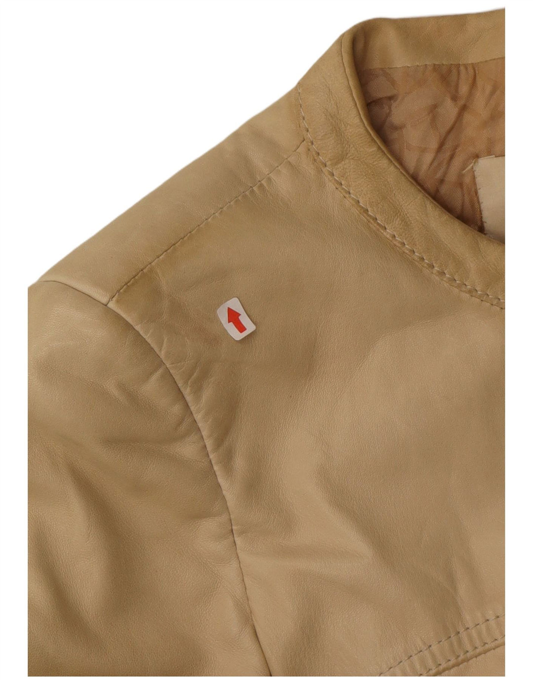 Valentino Dame Crop Læderjakke IT 40 Small Beige Læder