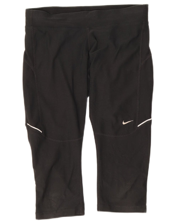 Nike Dame Dri Fit Capri Leggings UK 10 Small Black Polyester