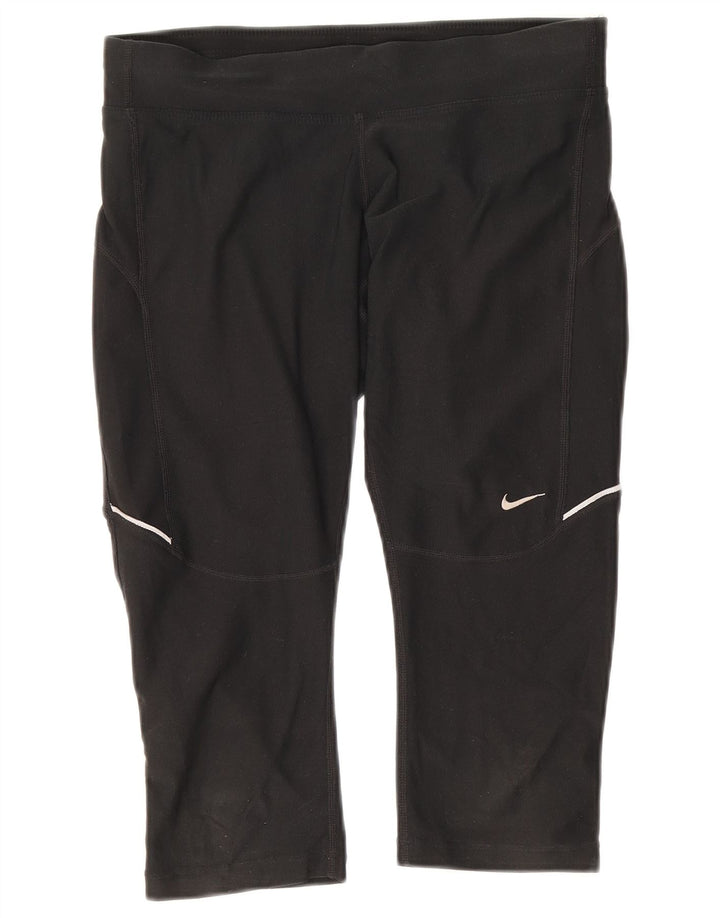 Nike Dame Dri Fit Capri Leggings UK 10 Small Black Polyester