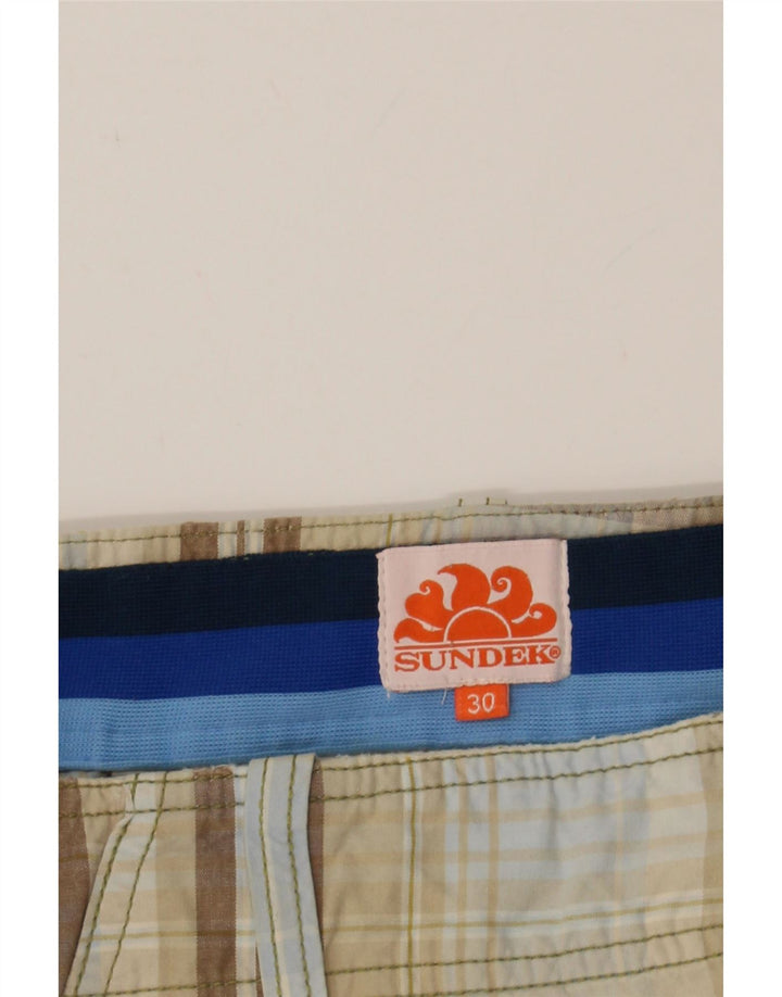 SUNDEK Mens Cargo Shorts  W30 Medium  Beige Check Vintage Sundek and Second-Hand Sundek from Messina Hembry 