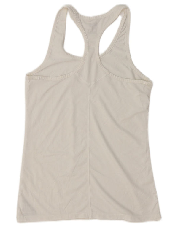 NIKE Dame Dri Fit Slim Fit Vest Top UK 12 Medium White Polyester