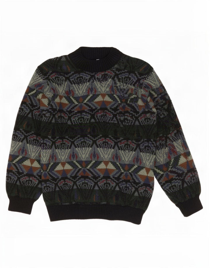 Vintage herre cardigan sweater stor grøn geometrisk akryl