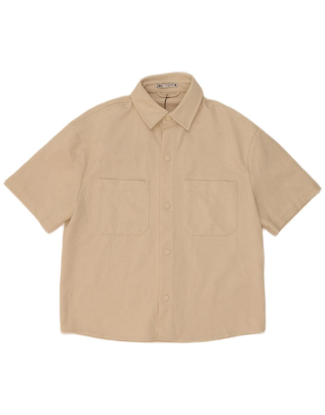 Zara Kortærmet Herreskjorte Medium Beige Polyester