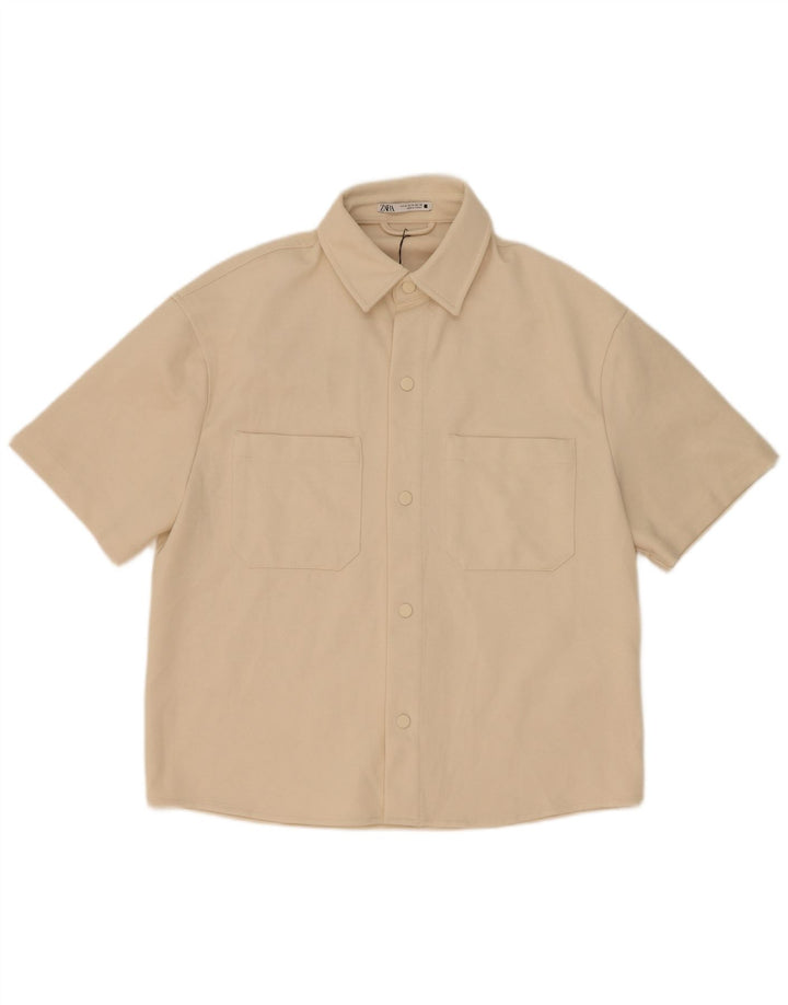Zara Kortærmet Herreskjorte Medium Beige Polyester