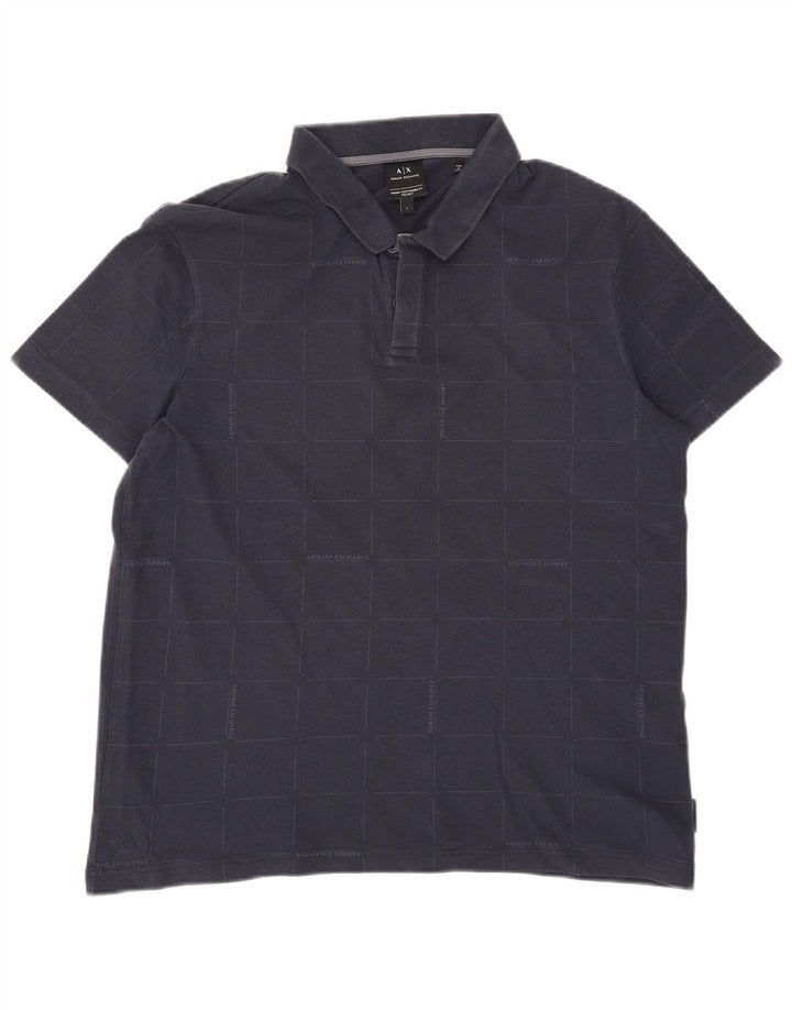 Armani Exchange Herre poloshirt Stor marineblå ternet bomuld