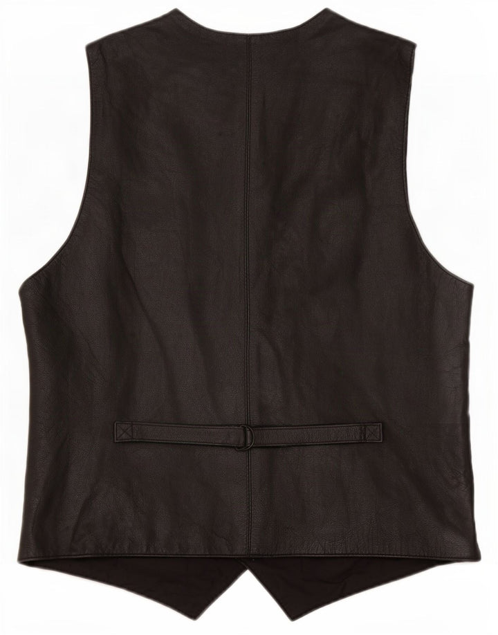 Vintage herre læder vest, stor sort