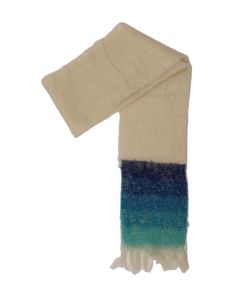 AVOCA Womens Knit Rectangle Scarf One Size White Striped Mohair Winter Vintage Avoca and Second-Hand Avoca from Messina Hembry 