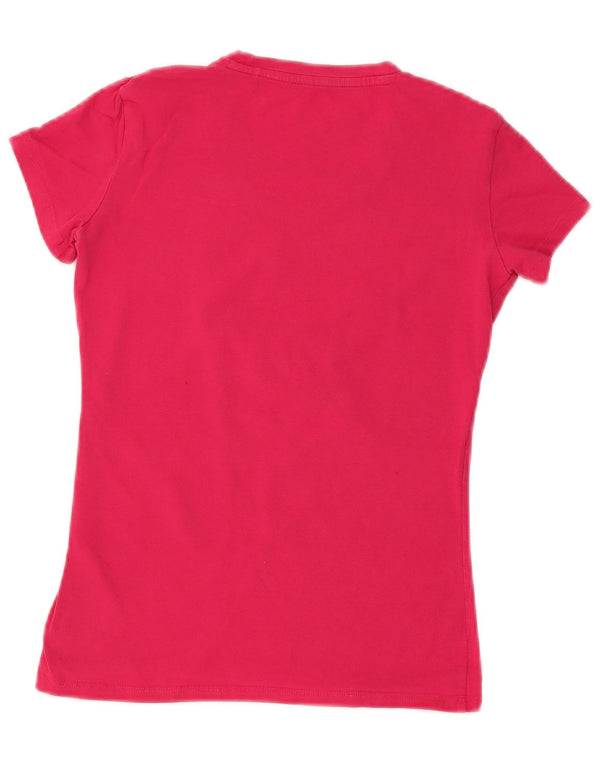 Guess Womens Graphic T-Shirt Top UK 6 XS Pink Cotton