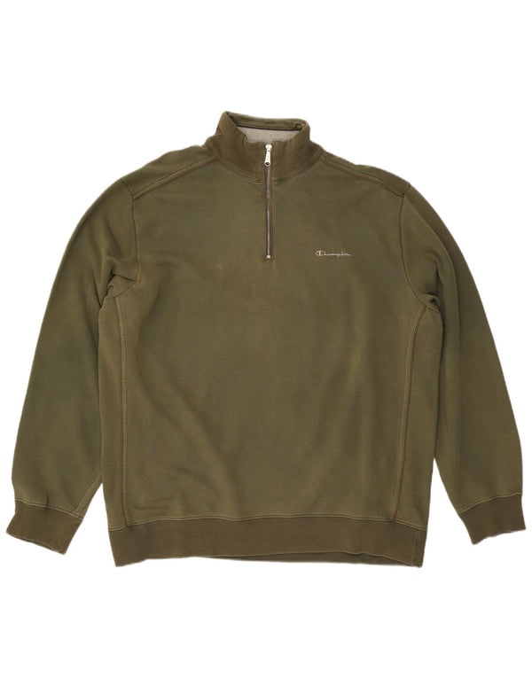 CHAMPION Sweatshirt med lynlås til mænd 3XL khaki bomuld