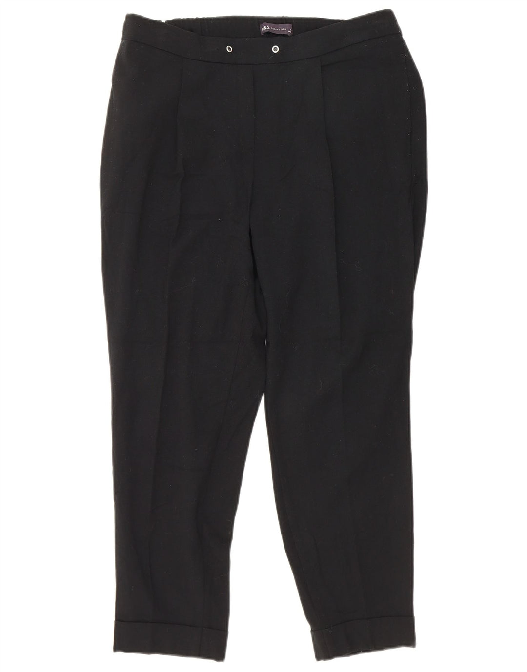 Marks & Spencer Dame Slim Cropped Trousers UK 12 Medium W30 L25 Black