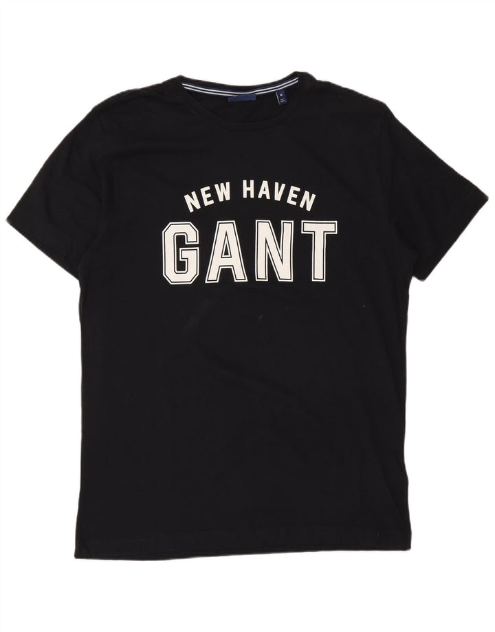 Gant Herre New Haven Grafisk T-Shirt Top Medium Sort Bomuld