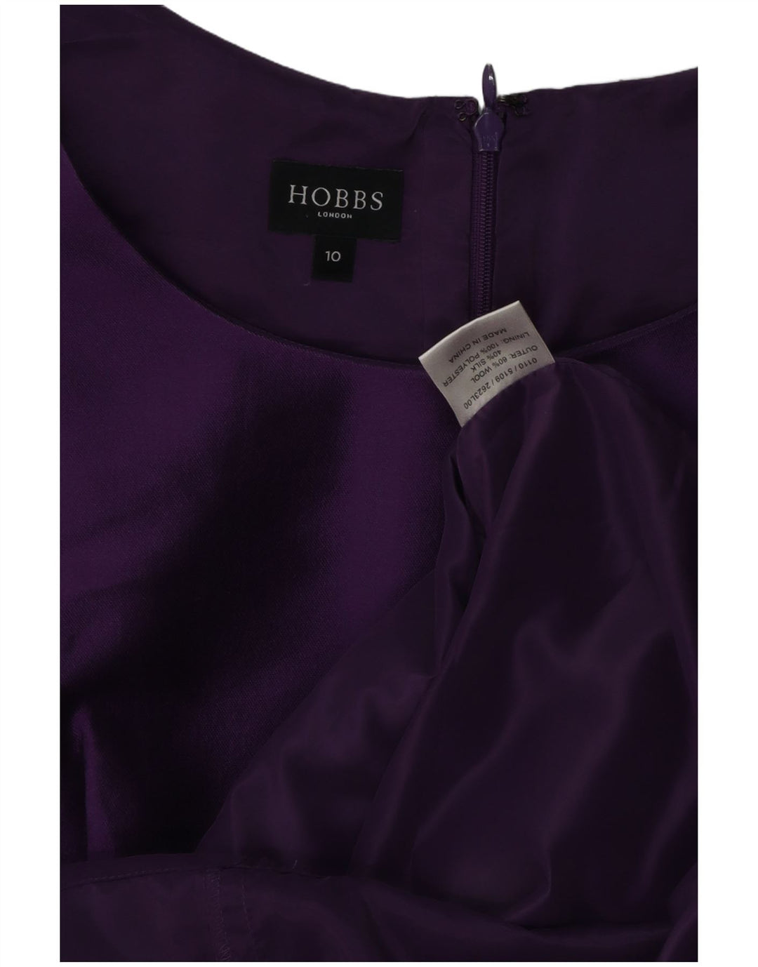 Hobbs Kvinders Ærmeløs Skede Kjole UK 10 Lille Lilla Polyester