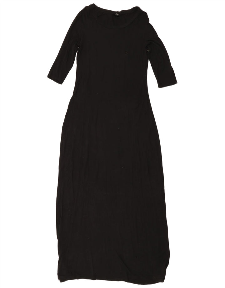 MOSSIMO 3/4 ærmet maxikjole til kvinder UK 10 Small Black Rayon