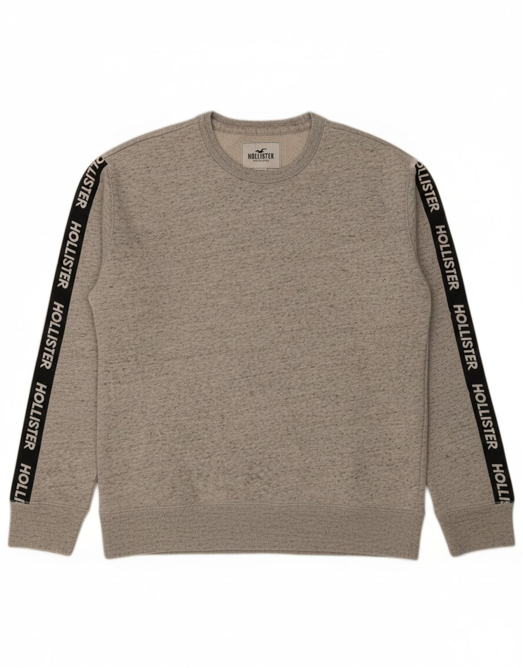 HOLLISTER Mens Graphic Sweatshirt Jumper Medium Grey Flecked Cotton