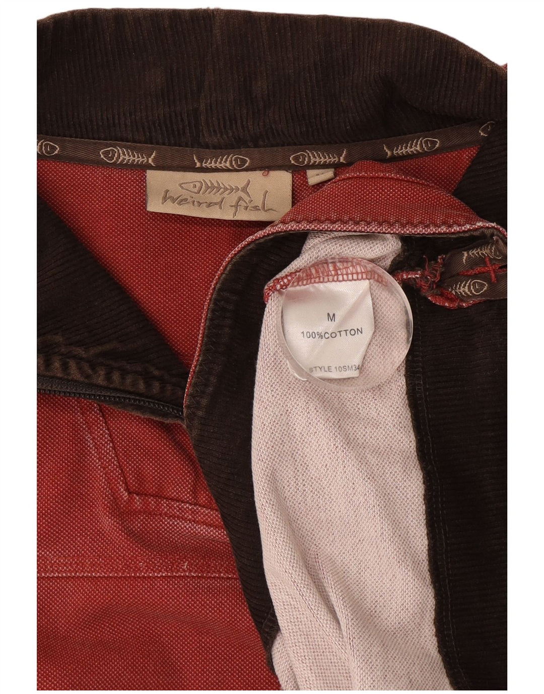 Weird Fish Herre Zip Neck Sweatshirt Jumper Medium Rød Bomuld