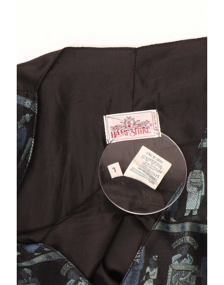 Vintage herre grafisk vest, stor sort polyester