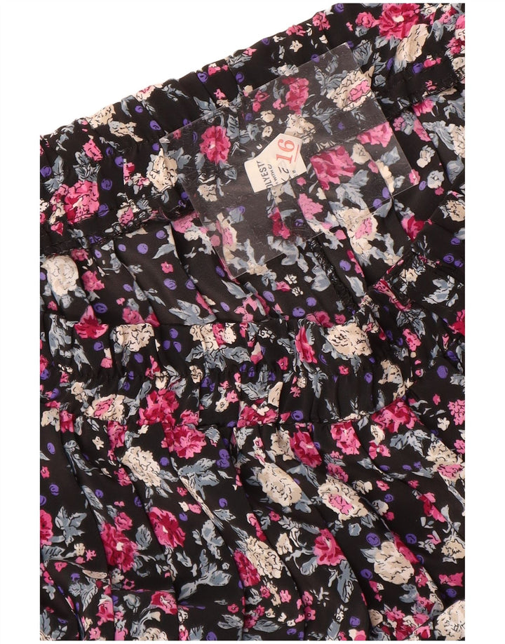 Vintage plisseret nederdel til kvinder UK 16 Large W38 Multicolored Floral Polyester