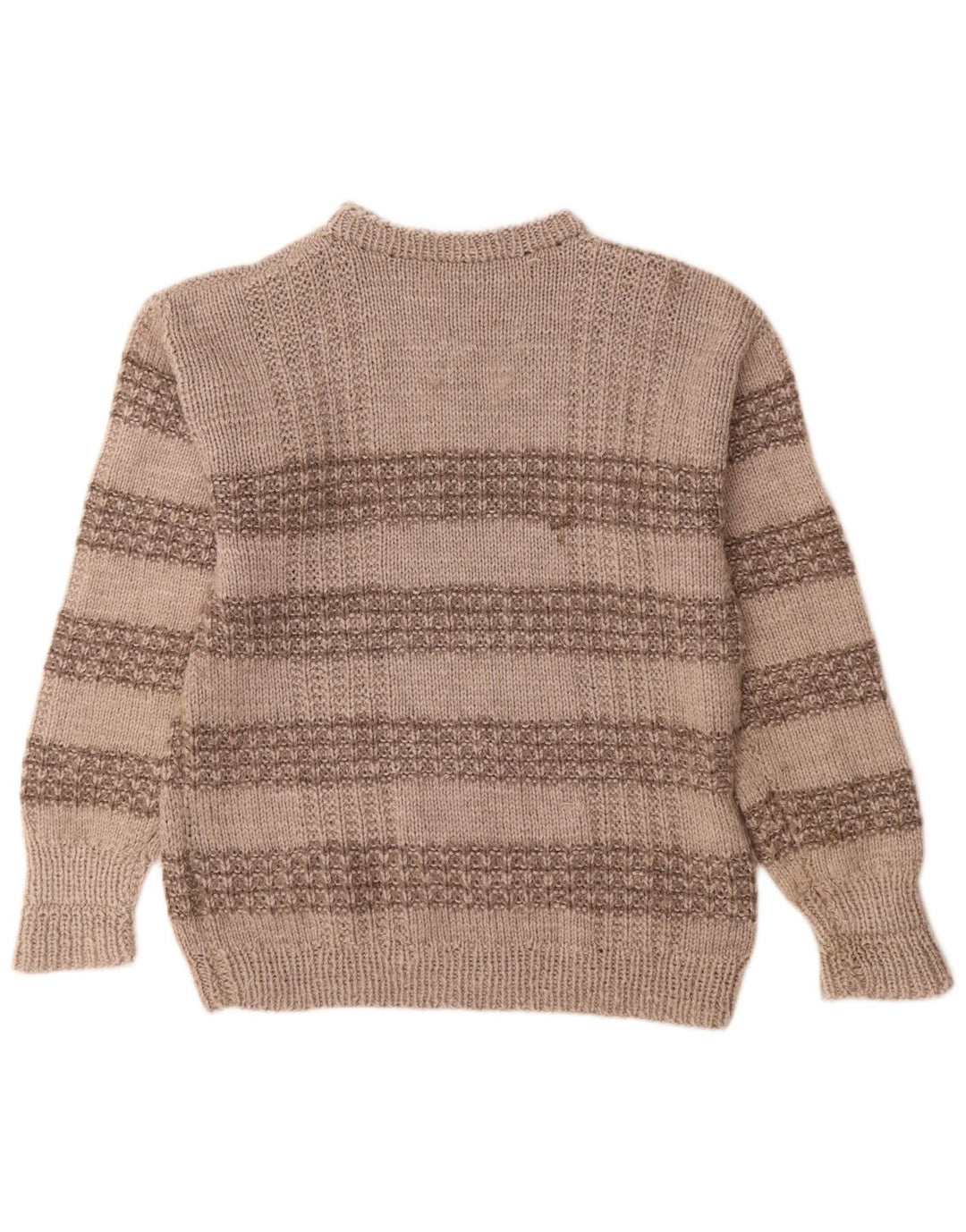 Vintage herre rund hals sweater mellem grå stribet